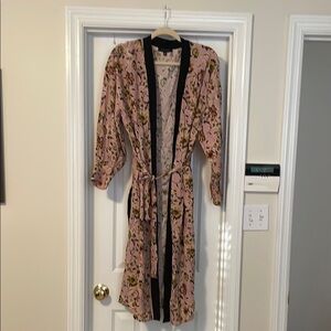 Sanctuary Pink Floral Robe with Black Accents